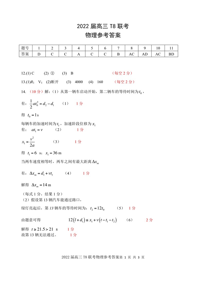 2022年八省聯考物理試卷及答案第1頁