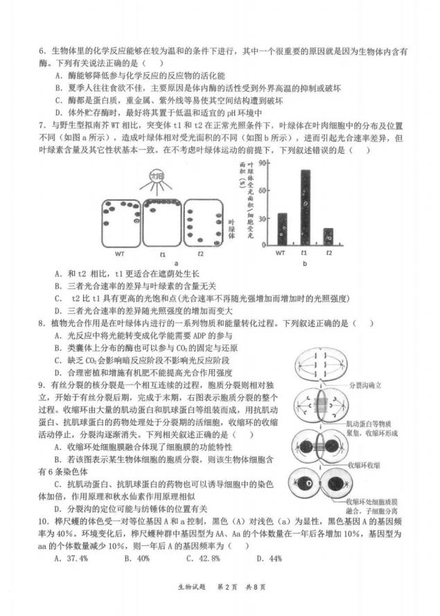 2022年八省聯考生物試卷第2頁