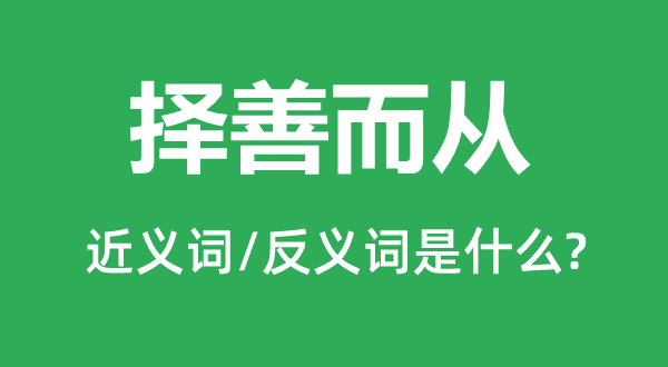 擇善而從的近義詞和反義詞是什么,擇善而從是什么意思
