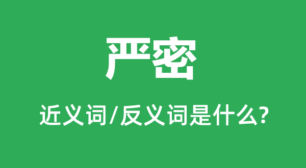 嚴密的近義詞和反義詞是什么,嚴密是什么意思