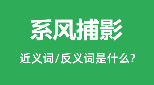 系風捕影的近義詞和反義詞是什么,系風捕影是什么意思