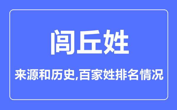 閭丘姓的來源和歷史,閭丘姓在百家姓排名第幾？