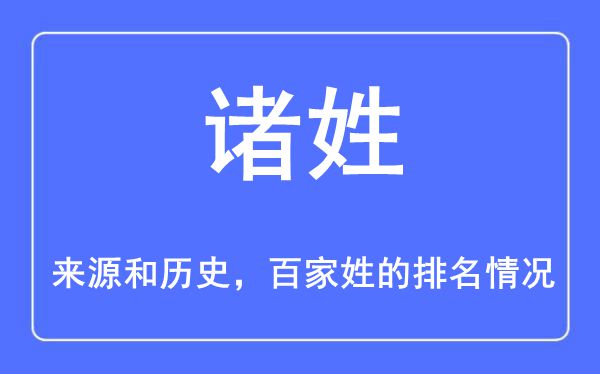 諸姓的來源和歷史,諸姓在百家姓排名第幾？