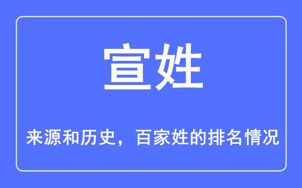 宣姓的來源和歷史,宣姓在百家姓排名第幾？