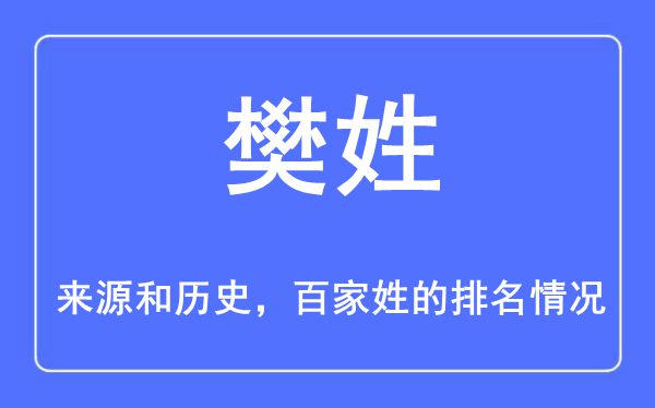 樊姓的來源和歷史,樊姓在百家姓排名第幾？