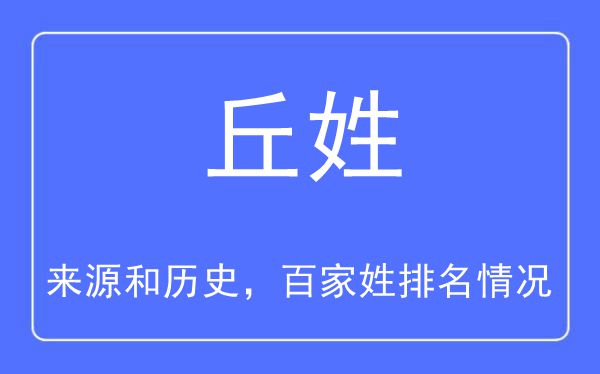丘姓的來源和歷史,丘姓在百家姓排名第幾？