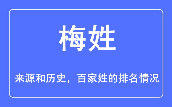 梅姓的來源和歷史,梅姓在百家姓排名第幾？