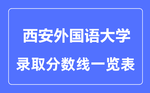 2023年高考多少分能上西安外國語大學(xué)？附各省錄取分?jǐn)?shù)線