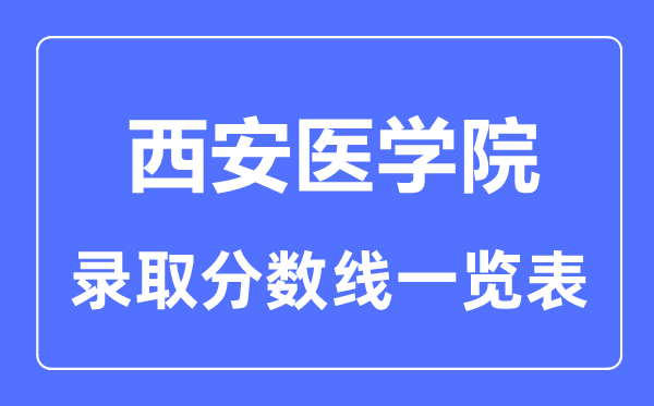 2023年高考多少分能上西安醫學院？附各省錄取分數線
