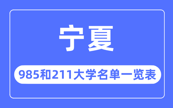 寧夏985和211大學有哪些,寧夏985和211大學名單一覽表