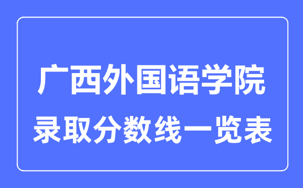2023年高考多少分能上廣西外國語學(xué)院？附各省錄取分?jǐn)?shù)線