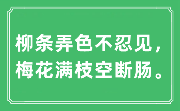 “柳條弄色不忍見，梅花滿枝空斷腸”是什么意思,出處及原文翻譯
