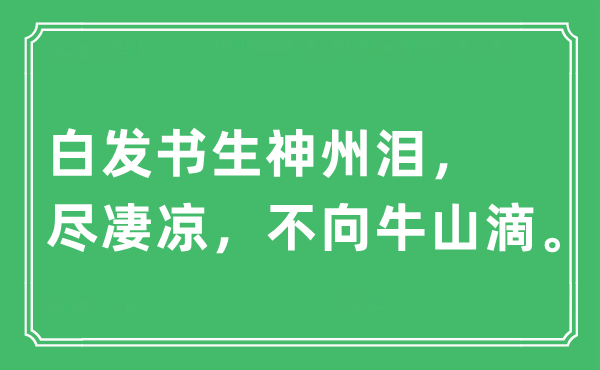 “白發(fā)書(shū)生神州淚，盡凄涼，不向牛山滴。”是什么意思,出處及原文翻譯
