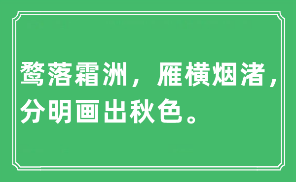“鶩落霜洲，雁橫煙渚，分明畫出秋色”是什么意思,出處及原文翻譯