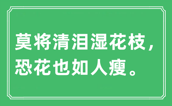 “莫將清淚濕花枝，恐花也如人瘦”是什么意思,出處及原文翻譯