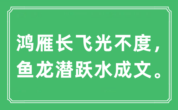 “鴻雁長飛光不度，魚龍潛躍水成文”是什么意思,出處及原文翻譯