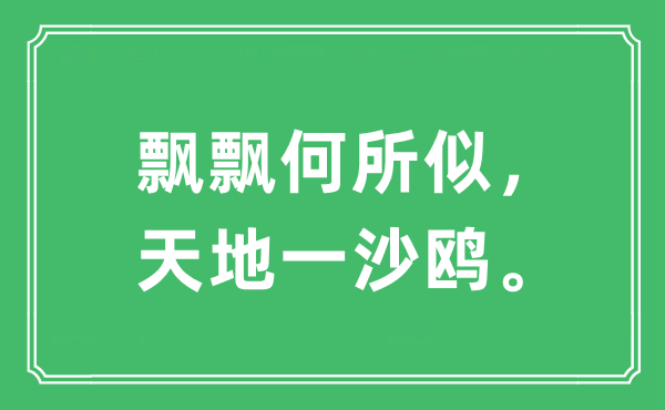 “飄飄何所似，天地一沙鷗。”是什么意思,出處及原文翻譯