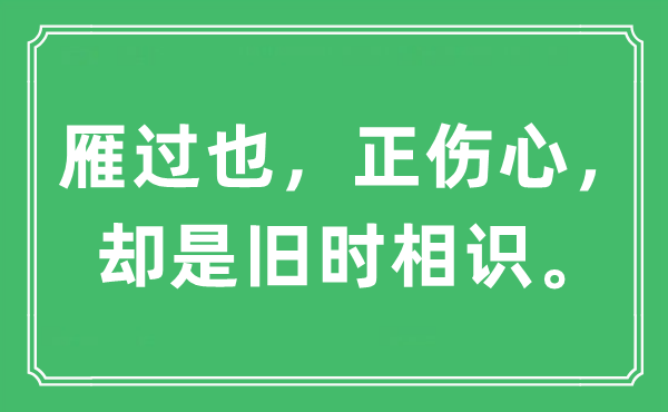 “雁過(guò)也，正傷心，卻是舊時(shí)相識(shí)”是什么意思,出處及原文翻譯