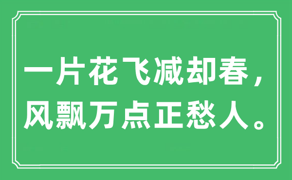 “一片花飛減卻春，風飄萬點正愁人。”是什么意思,出處及原文翻譯