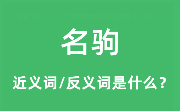 名駒的近義詞和反義詞是什么,名駒是什么意思