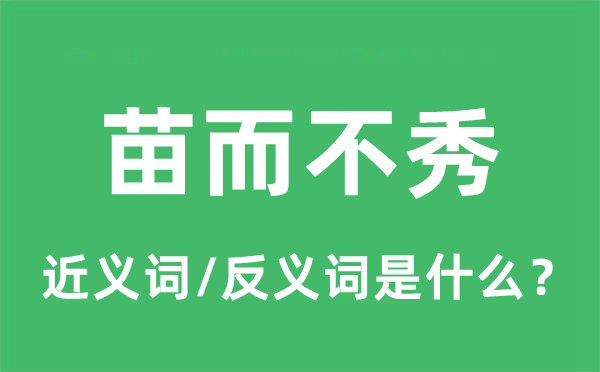 苗而不秀的近義詞和反義詞是什么,苗而不秀是什么意思