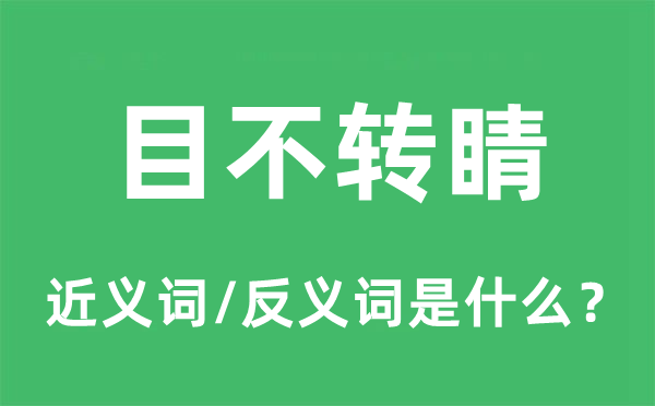 目不轉睛的近義詞和反義詞是什么,目不轉睛是什么意思