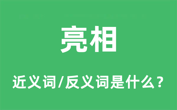 亮相的近義詞和反義詞是什么,亮相是什么意思