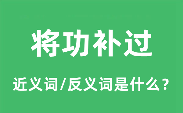 將功補過的近義詞和反義詞是什么,將功補過是什么意思