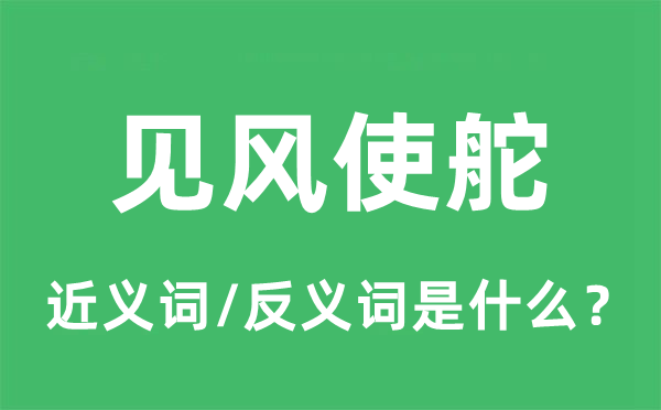見風使舵的近義詞和反義詞是什么,見風使舵是什么意思