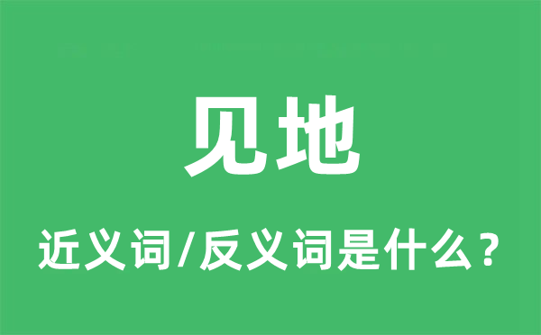 見地的近義詞和反義詞是什么,見地是什么意思
