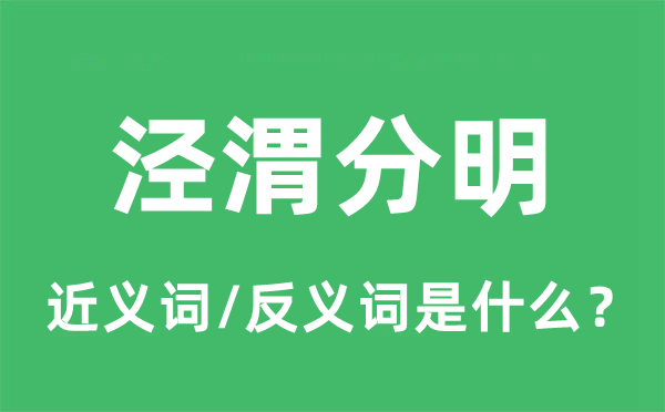 涇渭分明的近義詞和反義詞是什么,涇渭分明是什么意思
