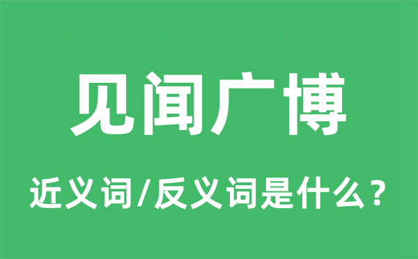 見(jiàn)聞廣博的近義詞和反義詞是什么,見(jiàn)聞廣博是什么意思
