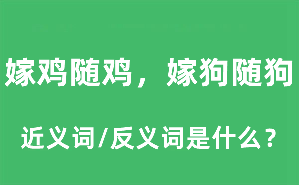嫁雞隨雞，嫁狗隨狗的近義詞和反義詞是什么,嫁雞隨雞，嫁狗隨狗是什么意思