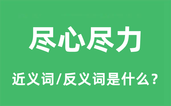 盡心盡力的近義詞和反義詞是什么,盡心盡力是什么意思