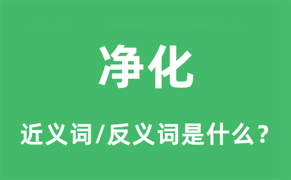 凈化的近義詞和反義詞是什么,凈化是什么意思