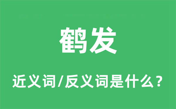 鶴發的近義詞和反義詞是什么,鶴發是什么意思