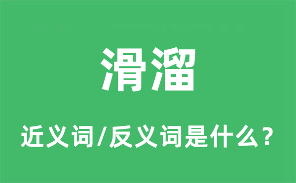 滑溜的近義詞和反義詞是什么,滑溜是什么意思