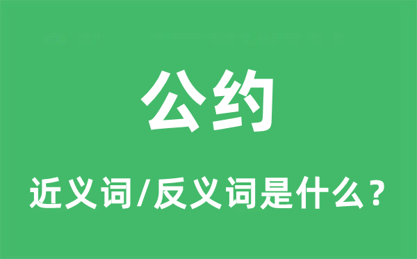 公約的近義詞和反義詞是什么,公約是什么意思