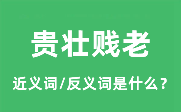貴壯賤老的近義詞和反義詞是什么,貴壯賤老是什么意思