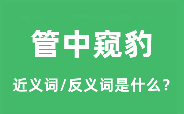 管中窺豹的近義詞和反義詞是什么,管中窺豹是什么意思