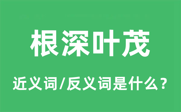根深葉茂的近義詞和反義詞是什么,根深葉茂是什么意思