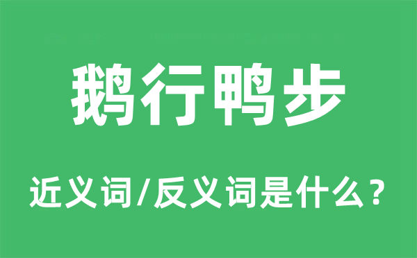 鵝行鴨步的近義詞和反義詞是什么,鵝行鴨步是什么意思