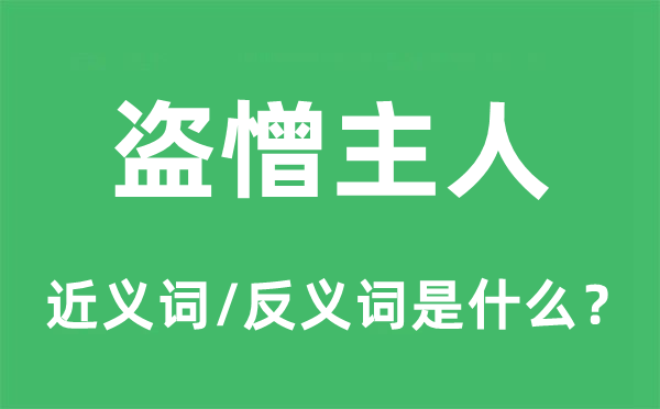 盜憎主人的近義詞和反義詞是什么,盜憎主人是什么意思
