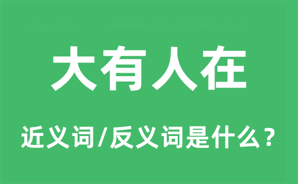 大有人在的近義詞和反義詞是什么,大有人在是什么意思