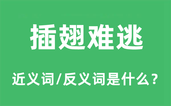 插翅難逃的近義詞和反義詞是什么,插翅難逃是什么意思