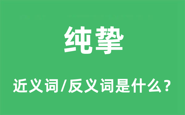 純摯的近義詞和反義詞是什么,純摯是什么意思