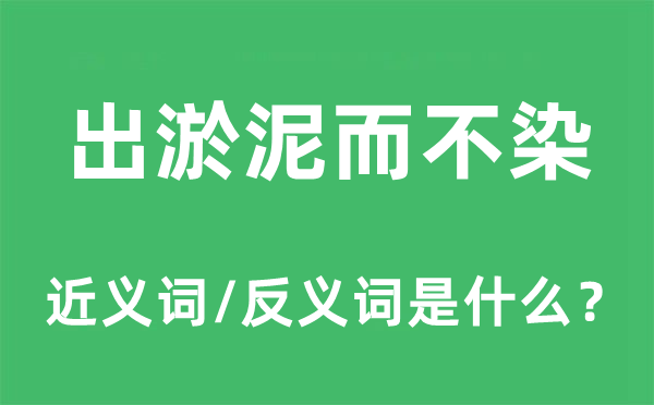 出淤泥而不染的近義詞和反義詞是什么,出淤泥而不染是什么意思