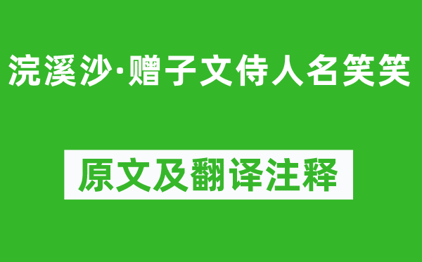 辛棄疾《浣溪沙·贈(zèng)子文侍人名笑笑》原文及翻譯注釋,詩意解釋