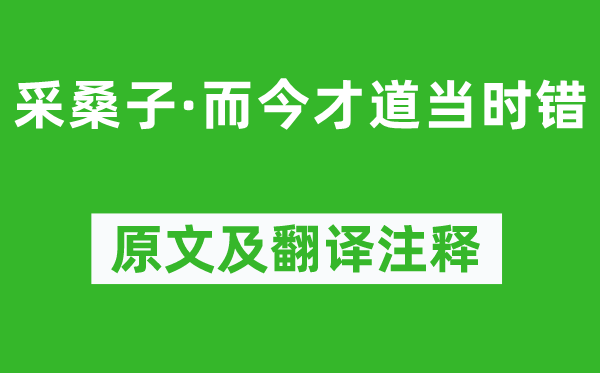 納蘭性德《采桑子·而今才道當時錯》原文及翻譯注釋,詩意解釋