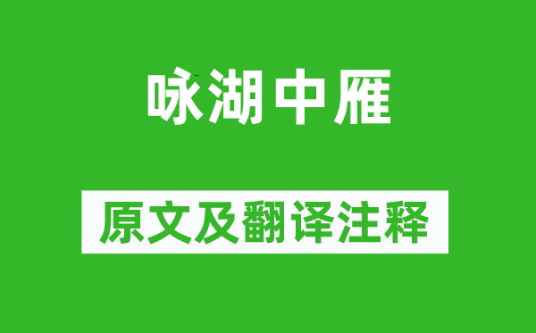 沈約《詠湖中雁》原文及翻譯注釋,詩意解釋
